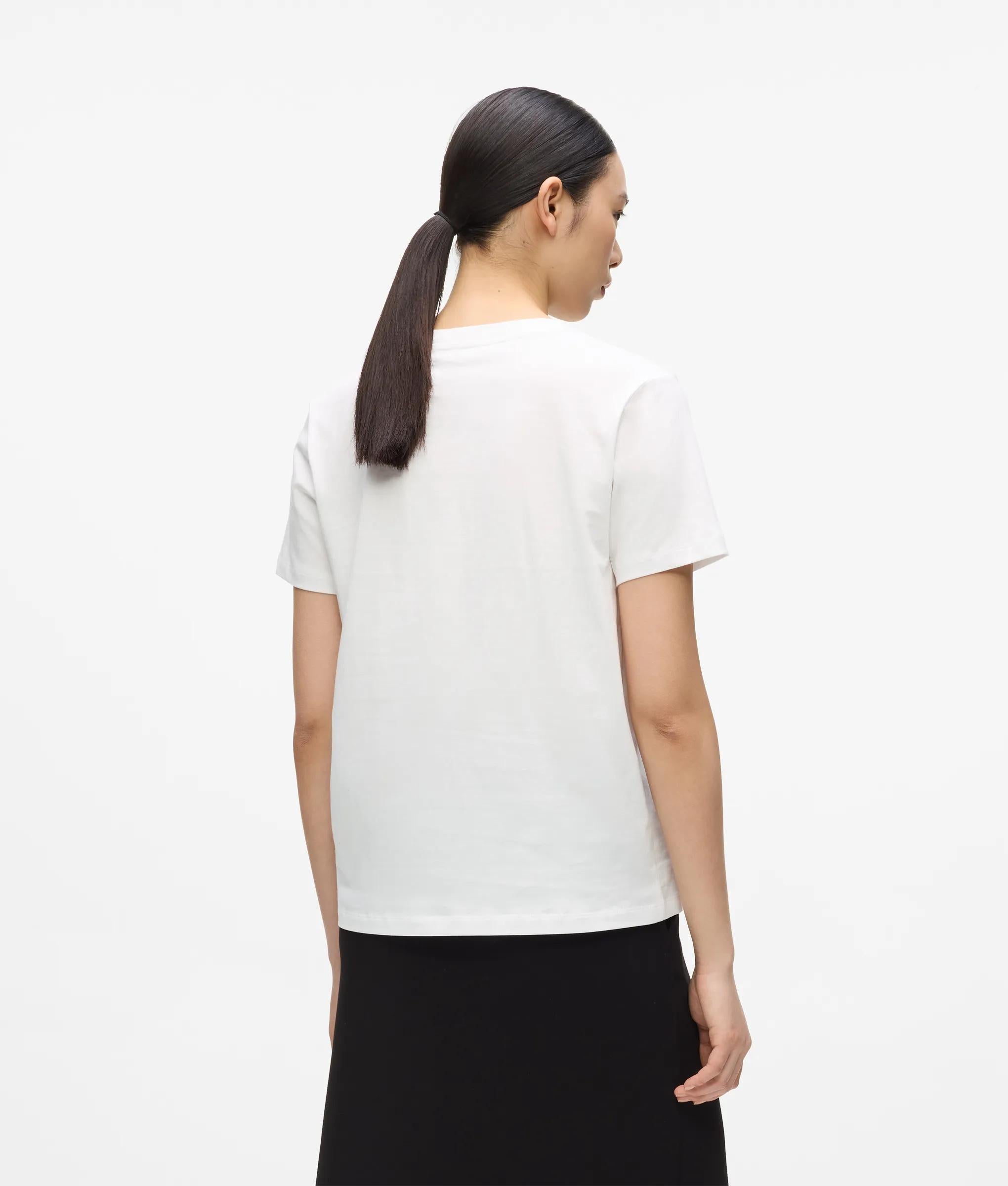 Karl Lagerfeld - Signature T-shirt Mit V-ausschnitt, Damen, Weiss, Größe