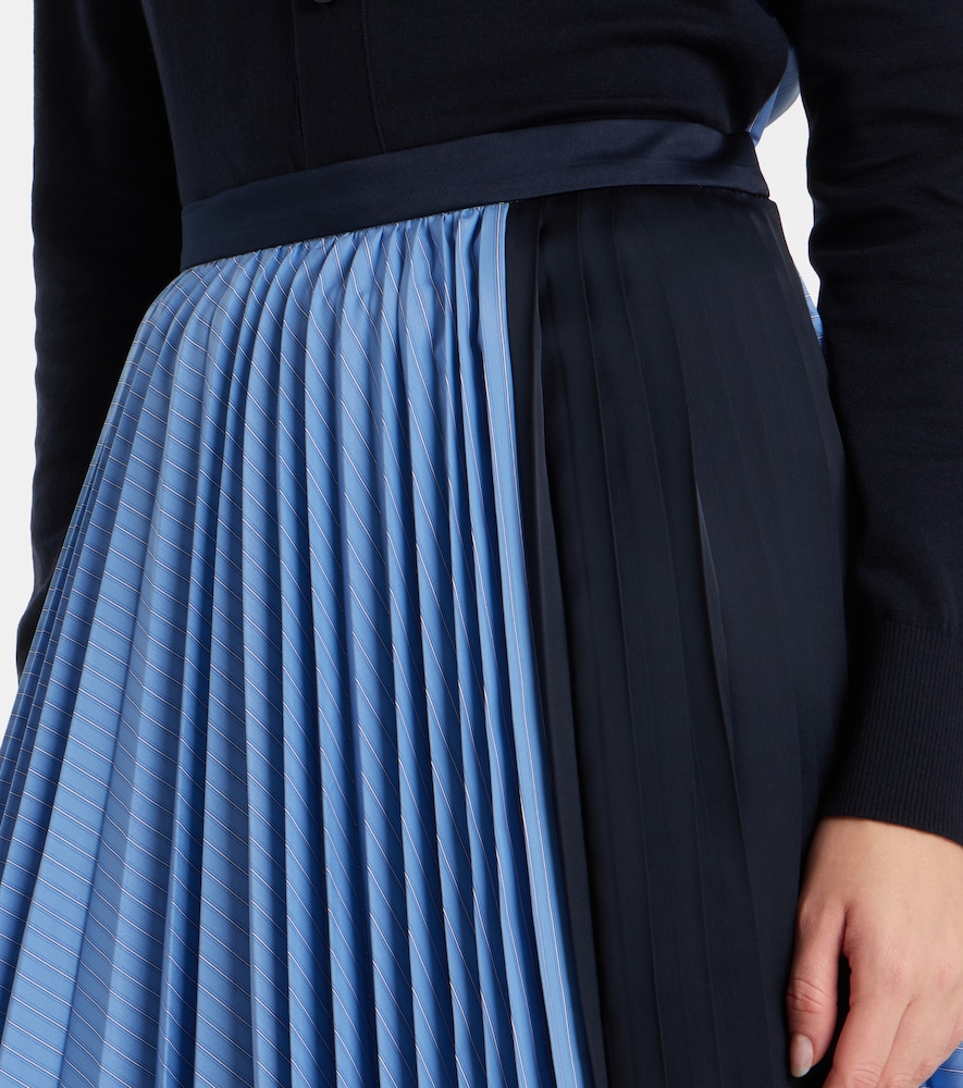 Striped cotton-blend poplin midi skirt