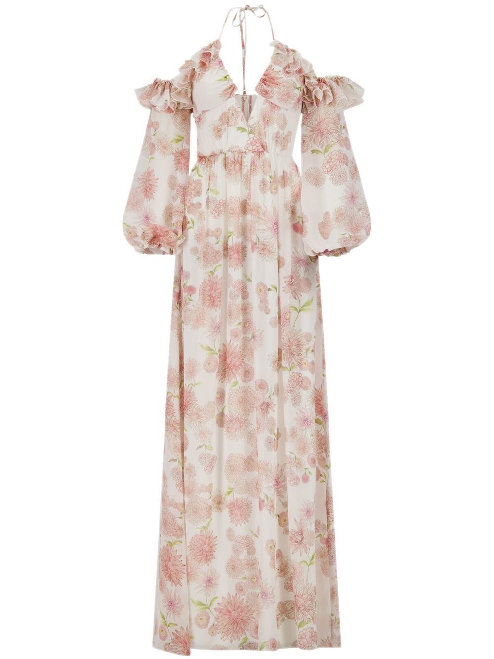 Floral-print halterneck dress - White