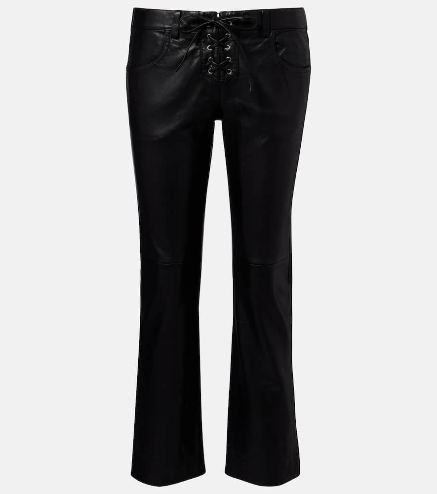 Vanel leather straight pants