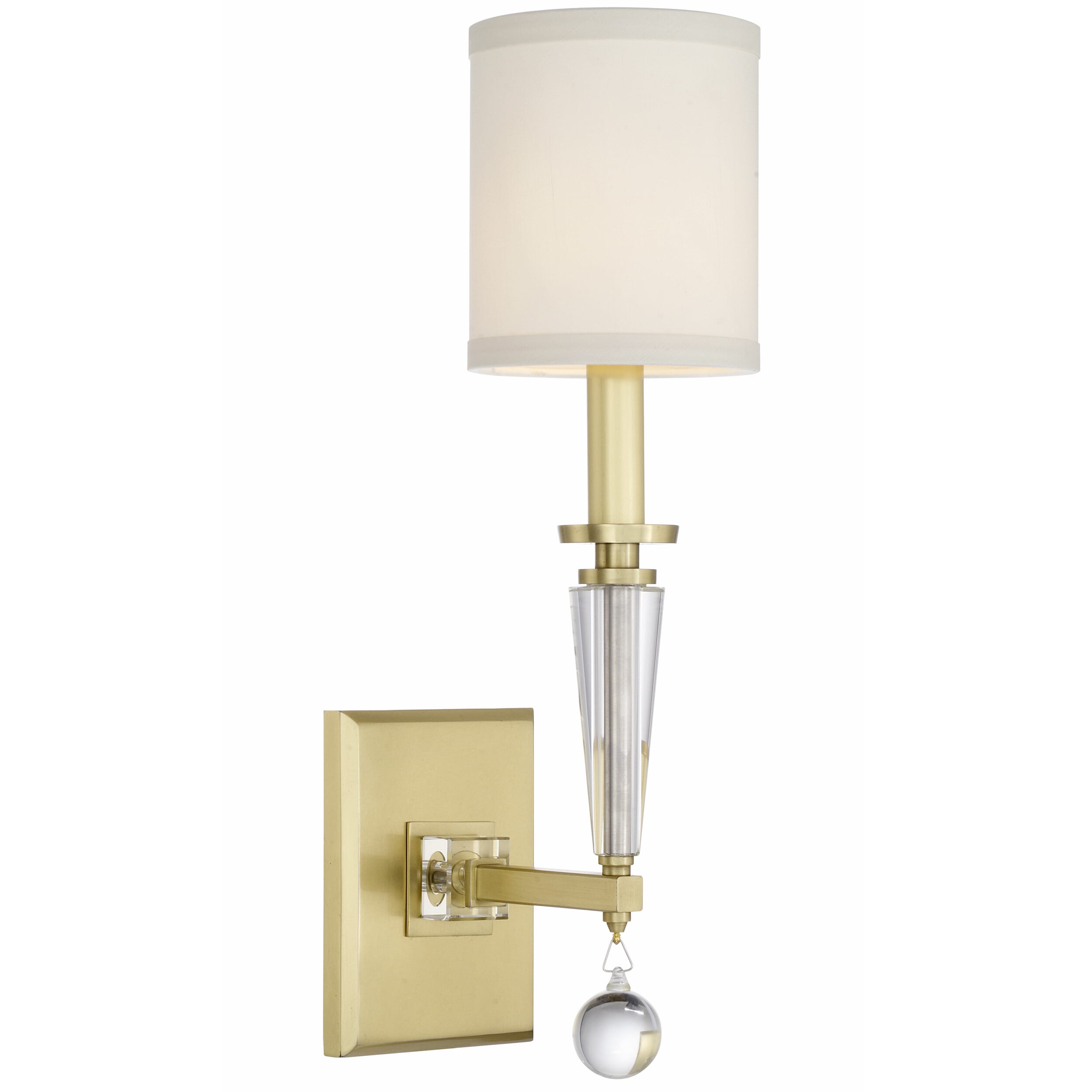 Paxton 17" Wall Sconce in Aged Brass with Clear Glass Balls Crysta