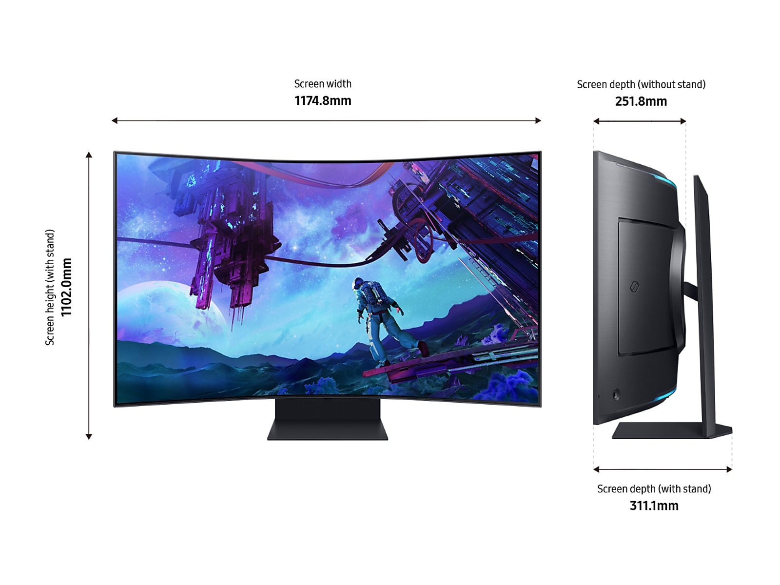 55" Monitor Odyssey Ark 2nd Gen. 4K UHD 165Hz 1ms in black (GtG) Quantum Mini-LED Curved Gaming Screen(LS55CG970NNXGO)