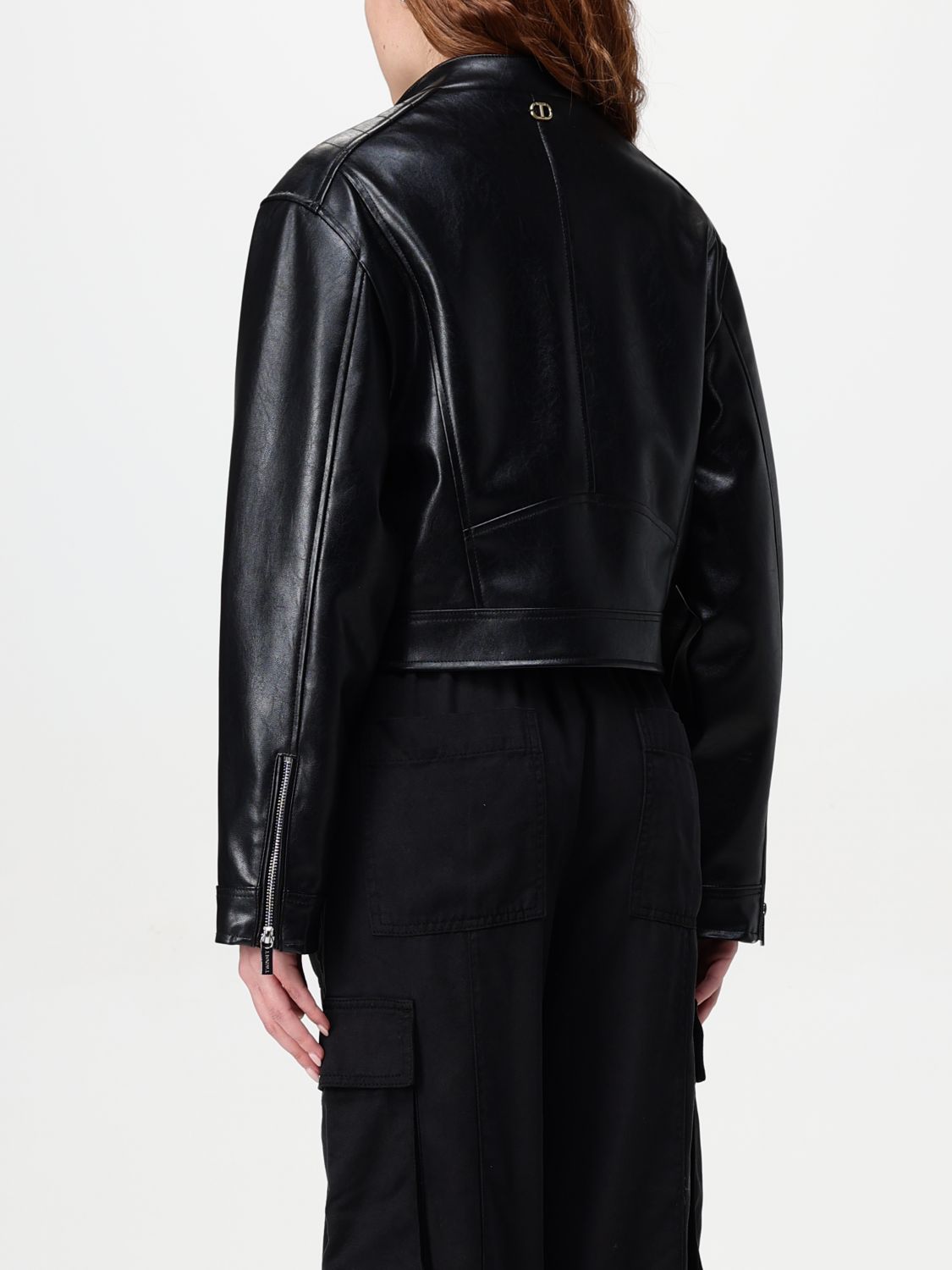 Faux-leather biker jacket - Black