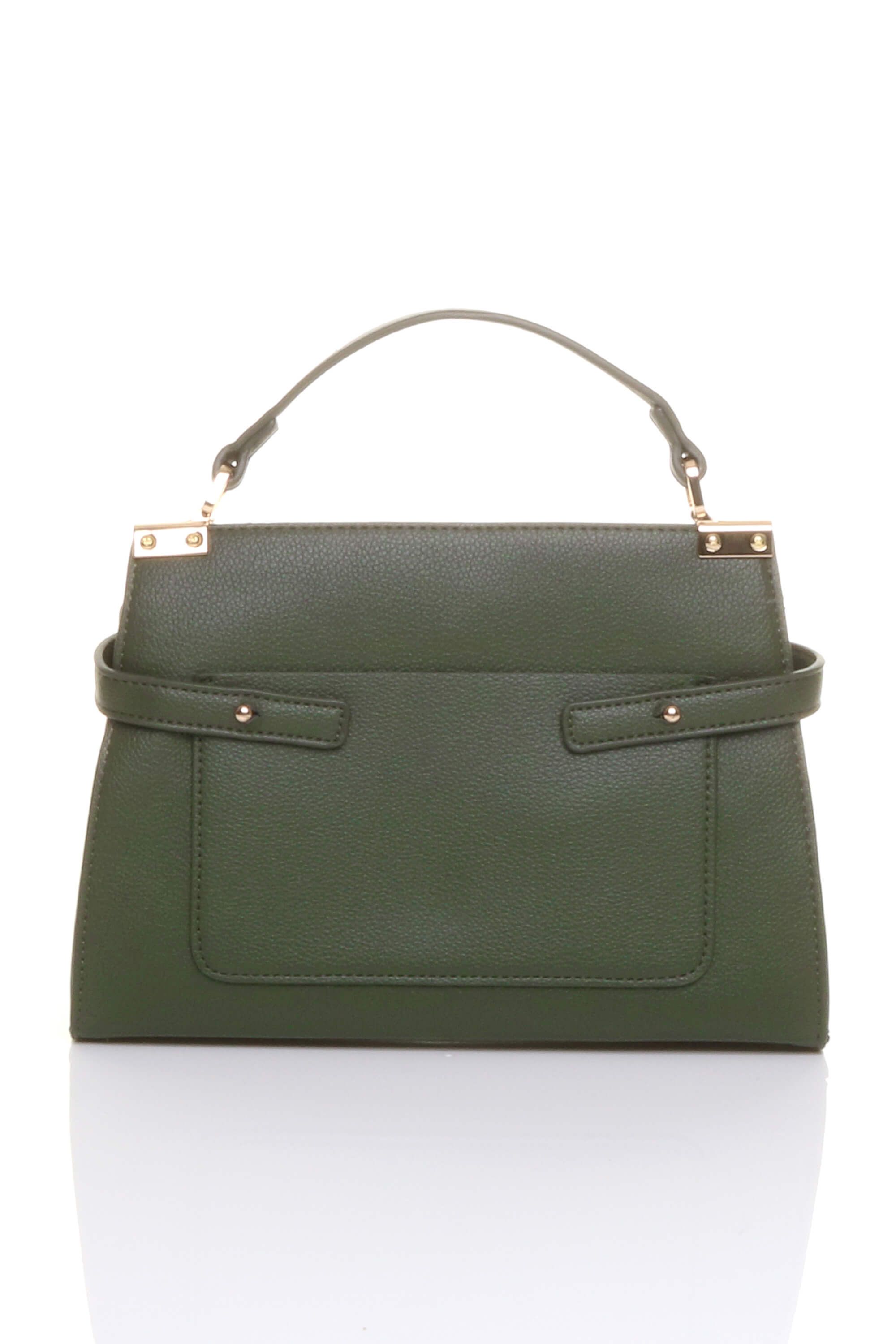 AJVANI Women's Satchel Top Handle Mini Tote Grab Bag in Dark Green