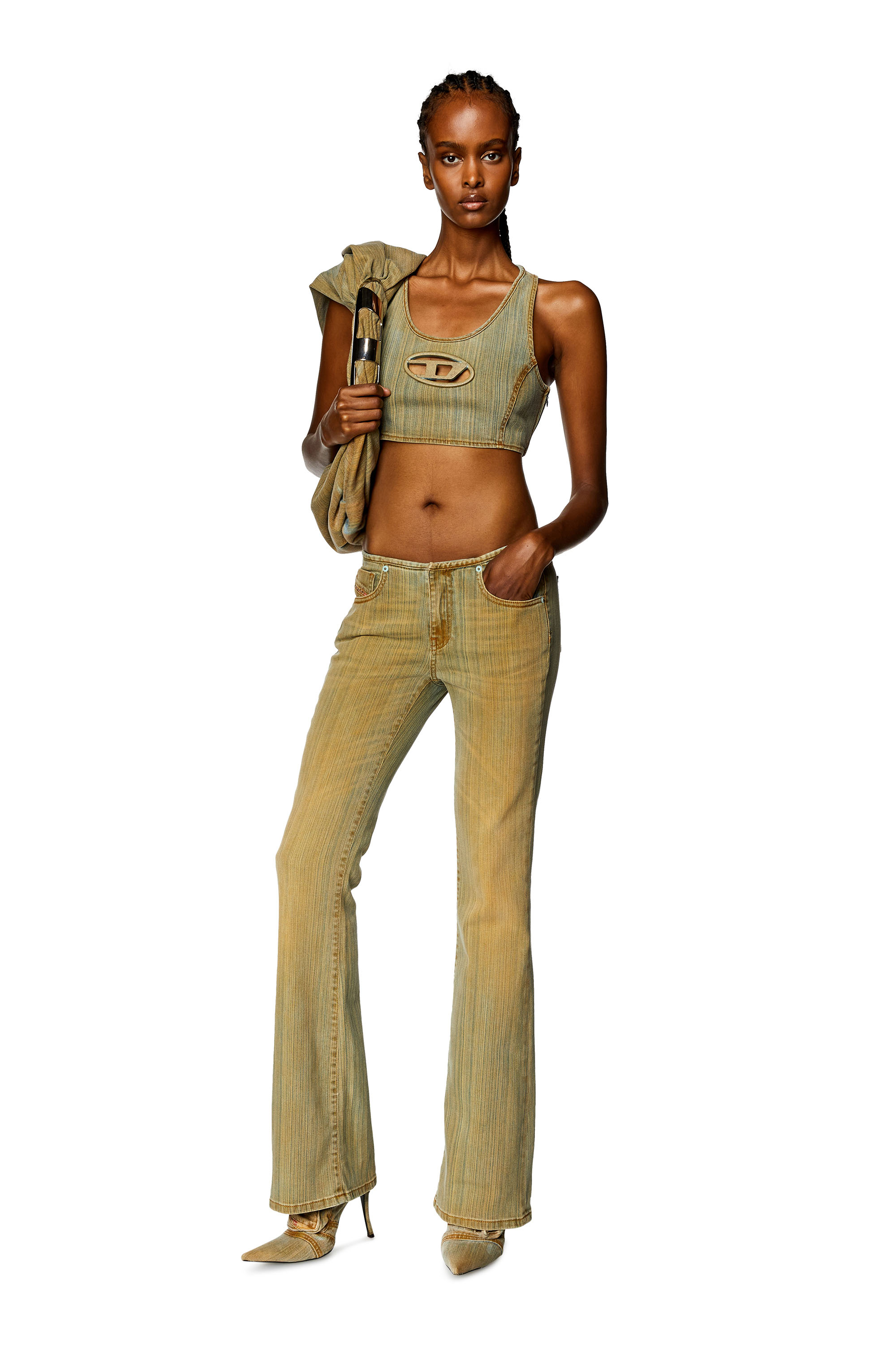 Logo-plaque flared jeans - Brown