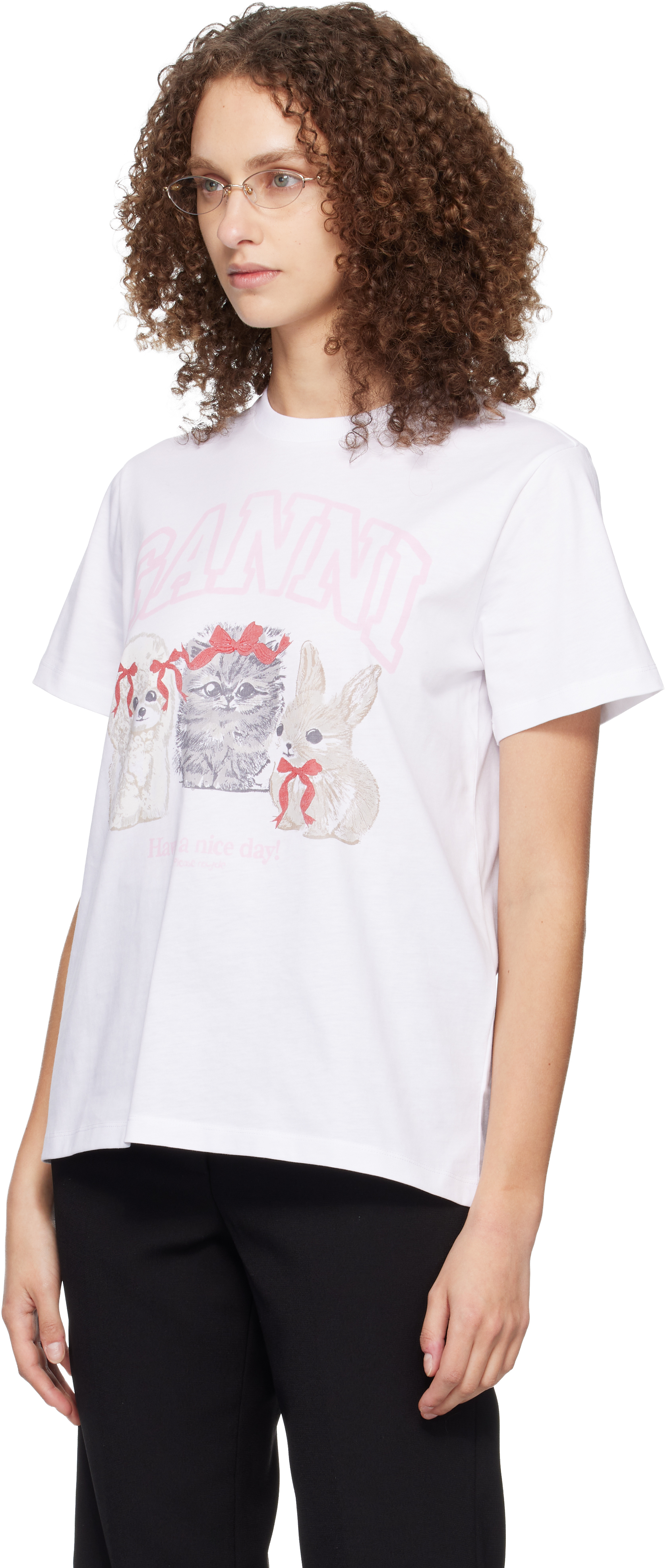 White Animals Print T-shirt