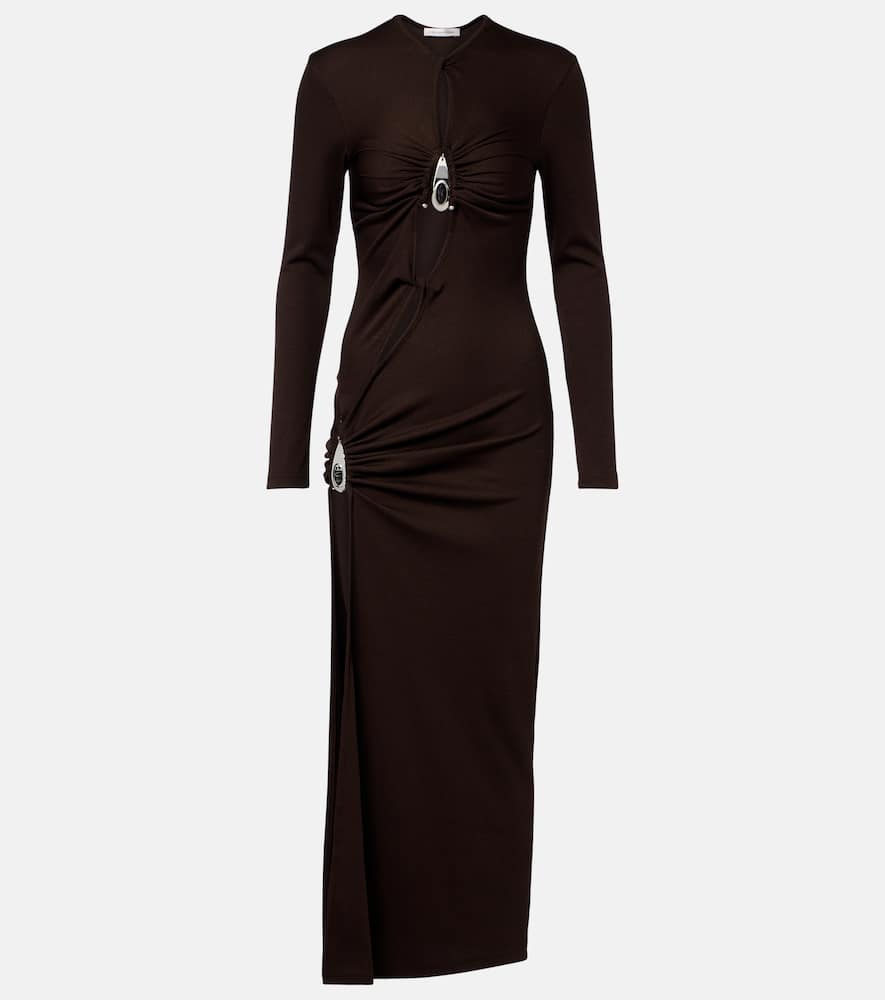 Cutout ribbed-knit midi dress