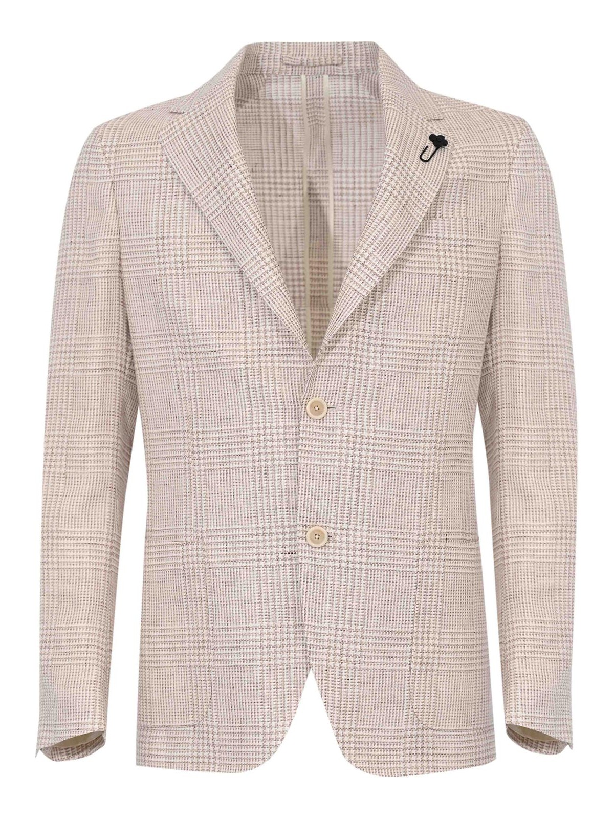 Lardini - jacket and vest check pattern notch lape