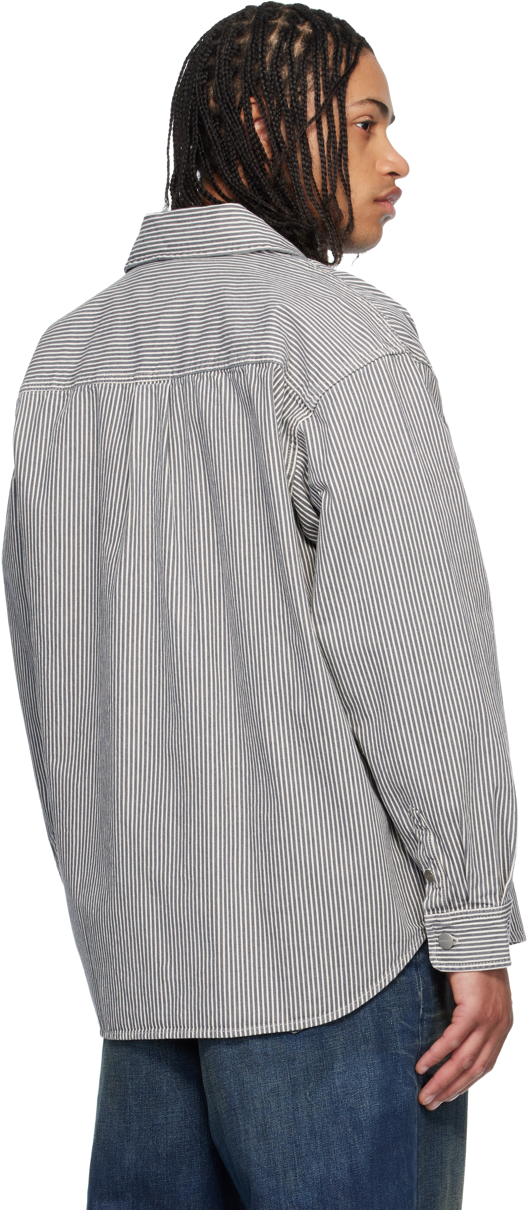 White & Gray Mercer Stripe Overshirt