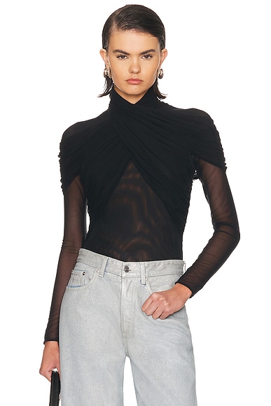 Mugler Long Sleeve Bodysuit in Black - Black. 34 also