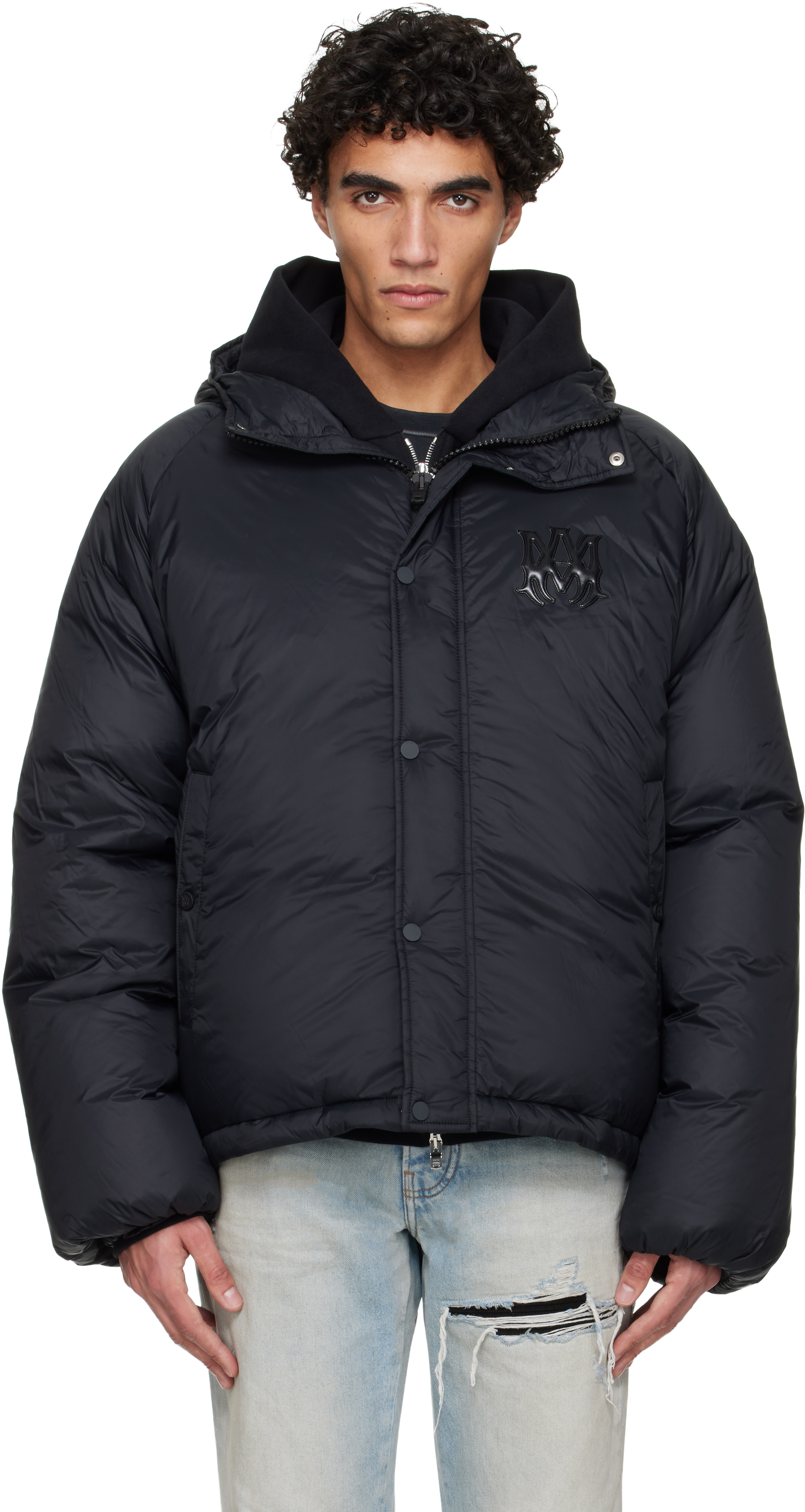 Black '' Hooded Down Jacket