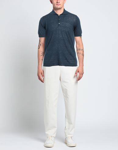 Man Polo shirt Midnight blue Size 36 Linen, Cotton