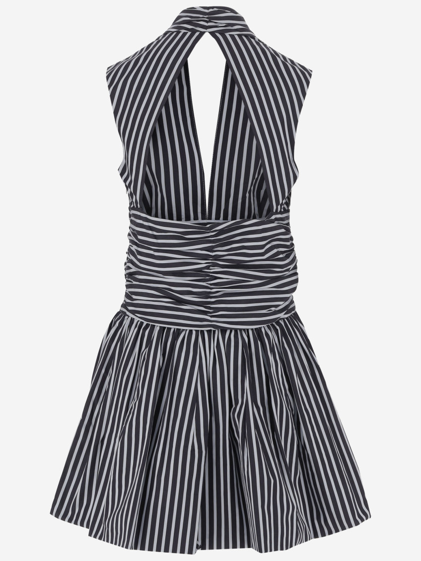 Mini Dress With Open Back In Cotton Poplin