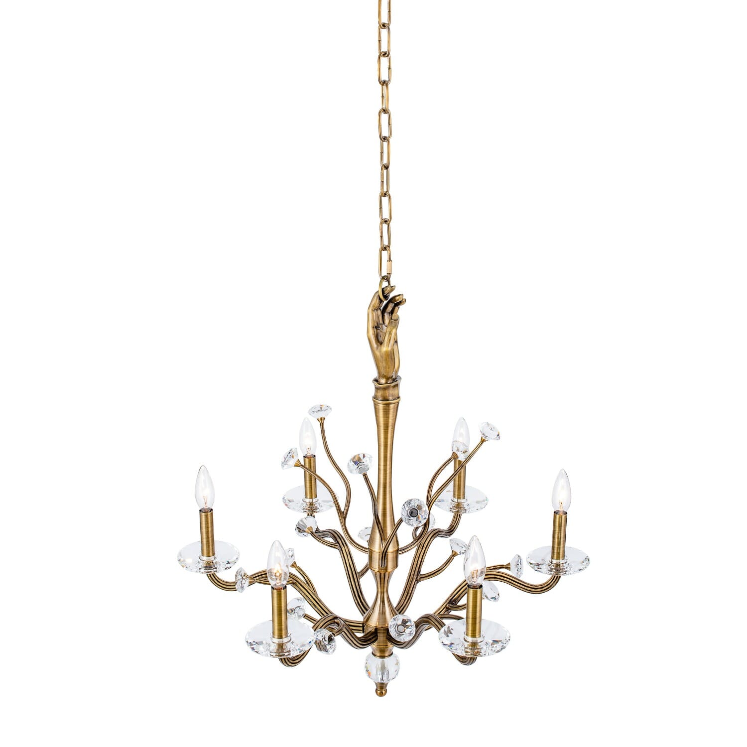 Historic Brass Six Light Chandelier from the Venus Collection
