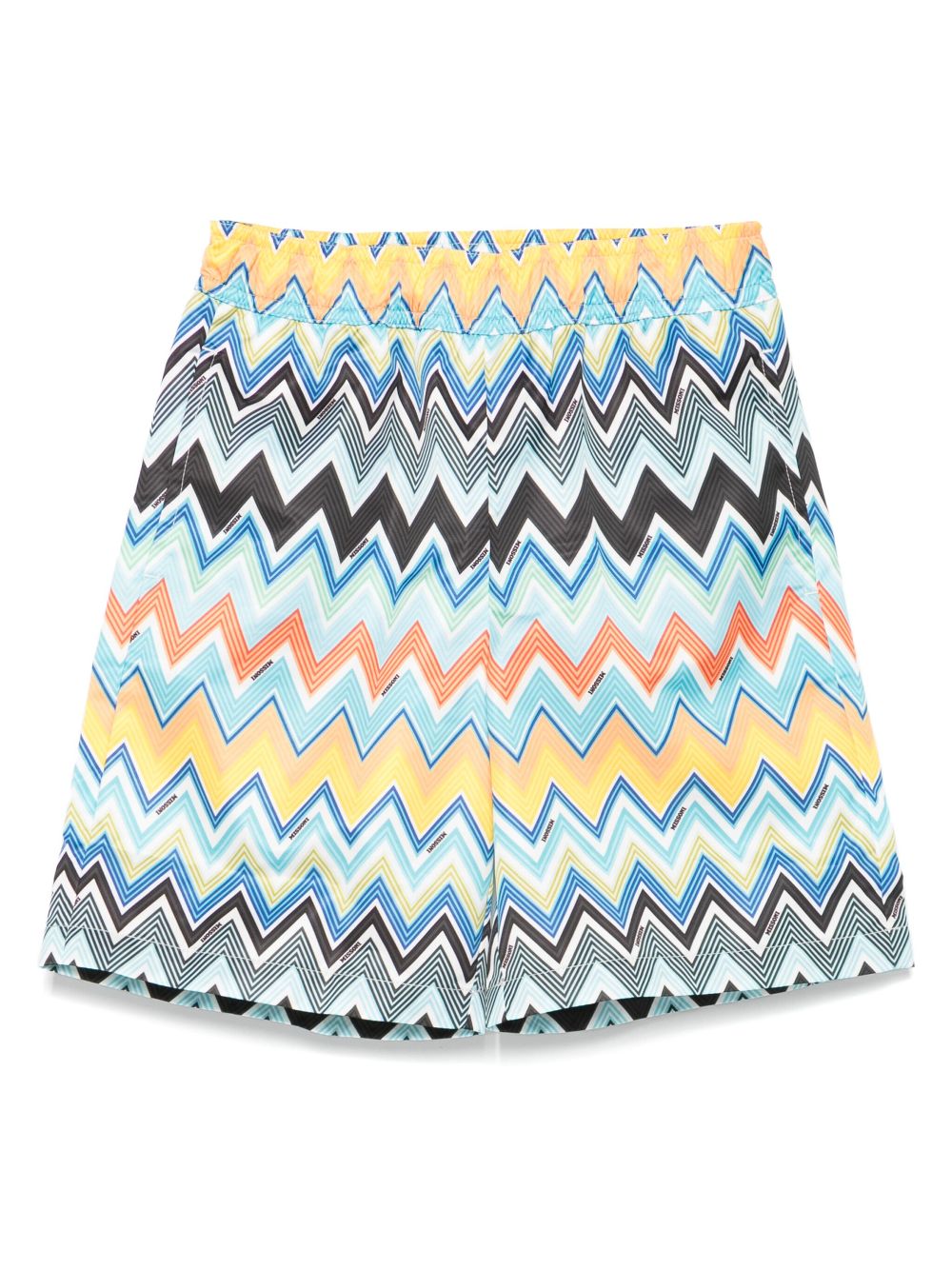 Zigzag-pattern swim shorts - Blue