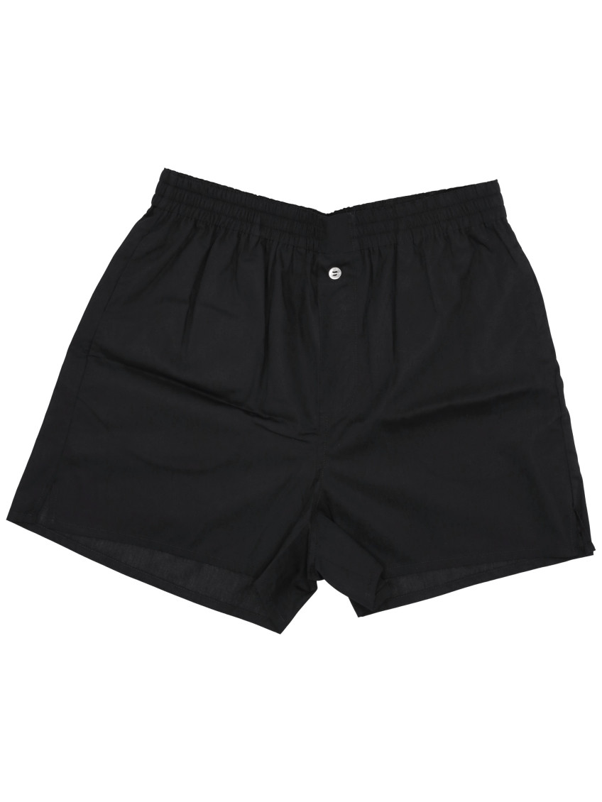 Black cotton buttoned shorts
