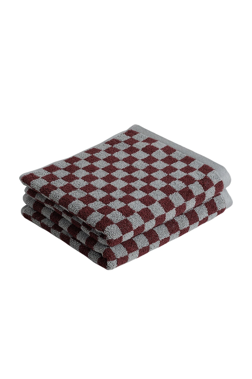 BAINA Hand Towel Set in Cement & Rhus - Burgundy. a