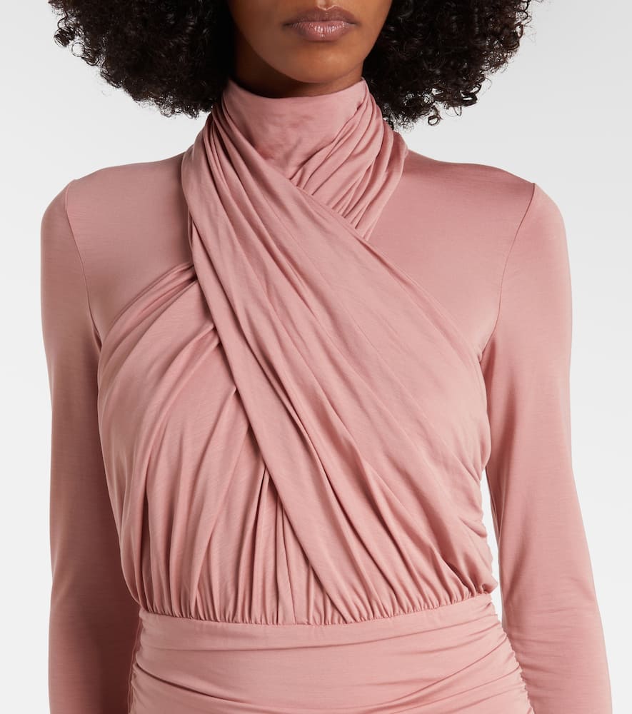 Ruched jersey midi dress