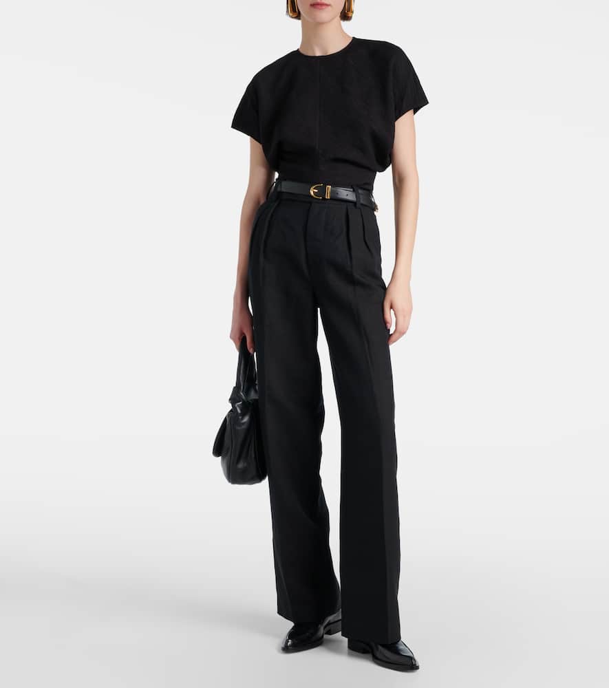 7 For All Mankind Linen and cotton-blend wide-leg pants