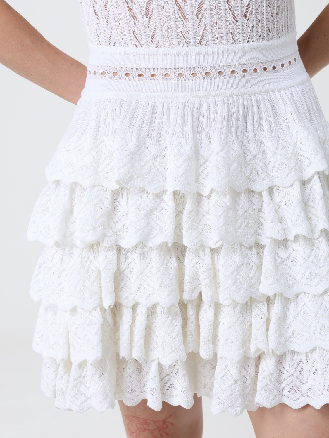Victoria Openwork Knit Halterneck Mini Dress