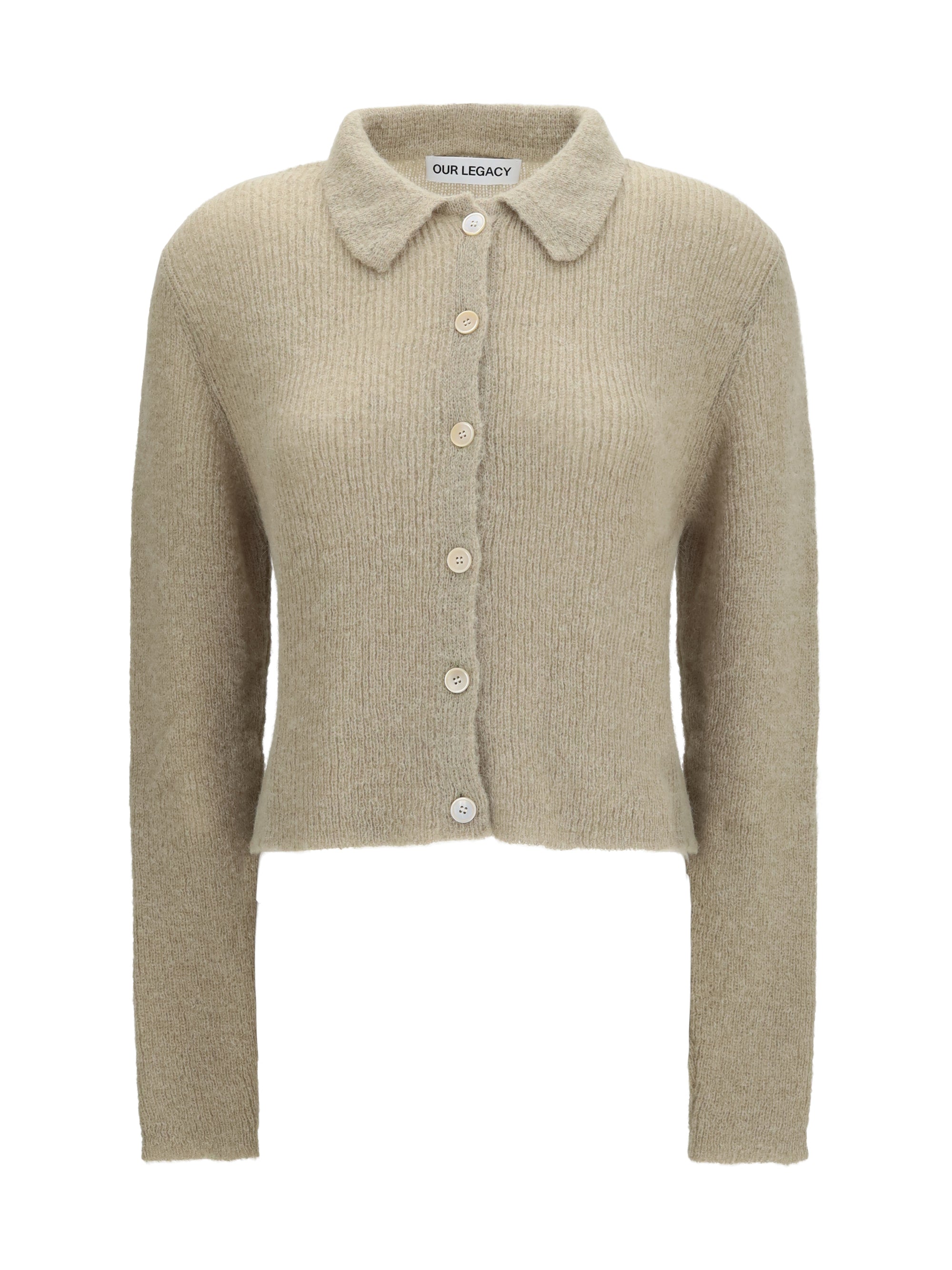 Polo Collar Button-Front Cardigan — Green