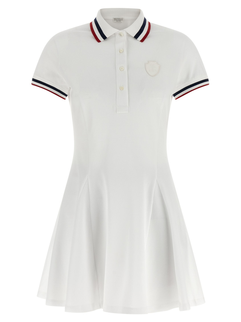 Logo Embroidery Tennis Dress Dresses White