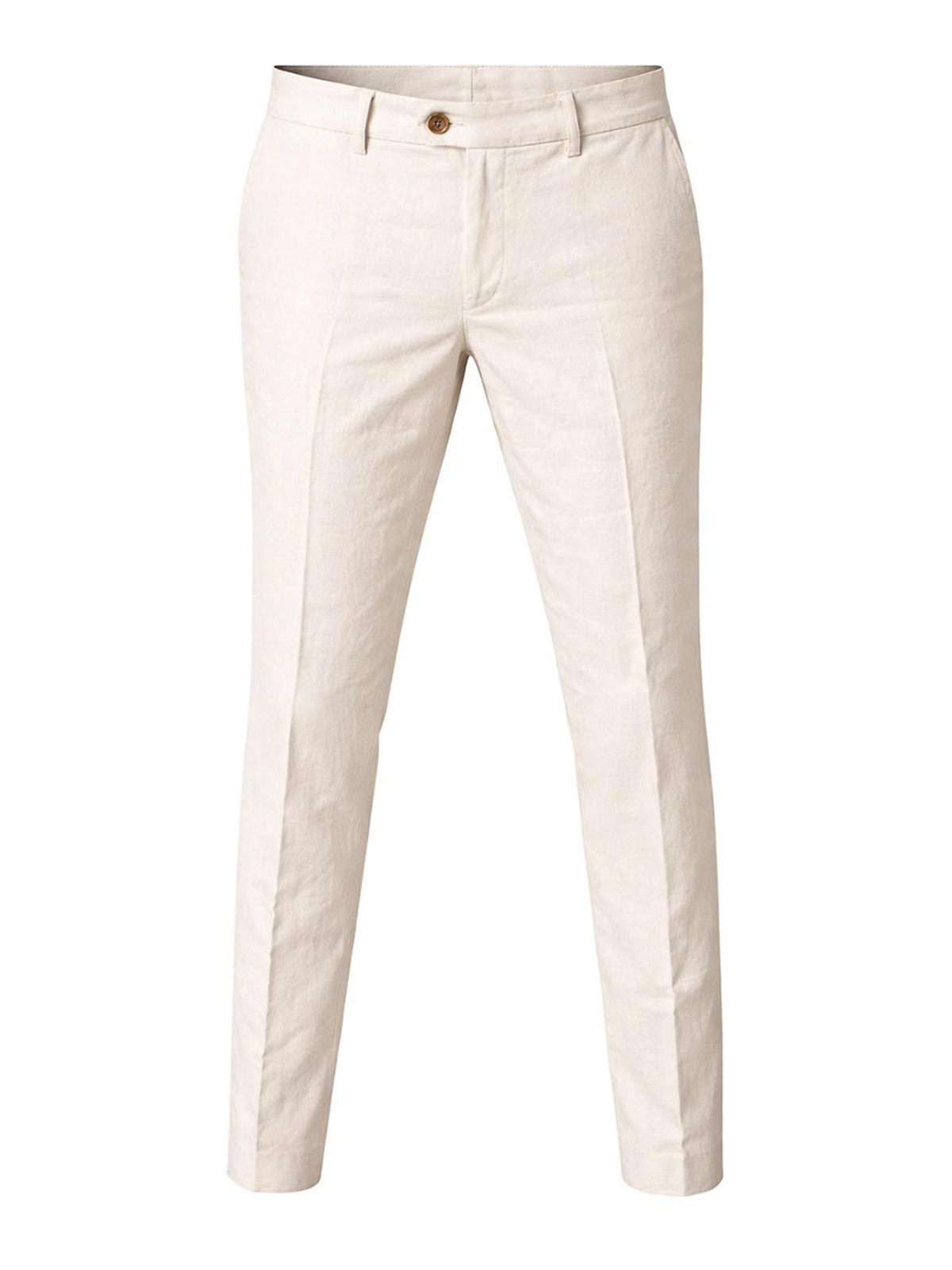 Cream White Irish Linen Trousers