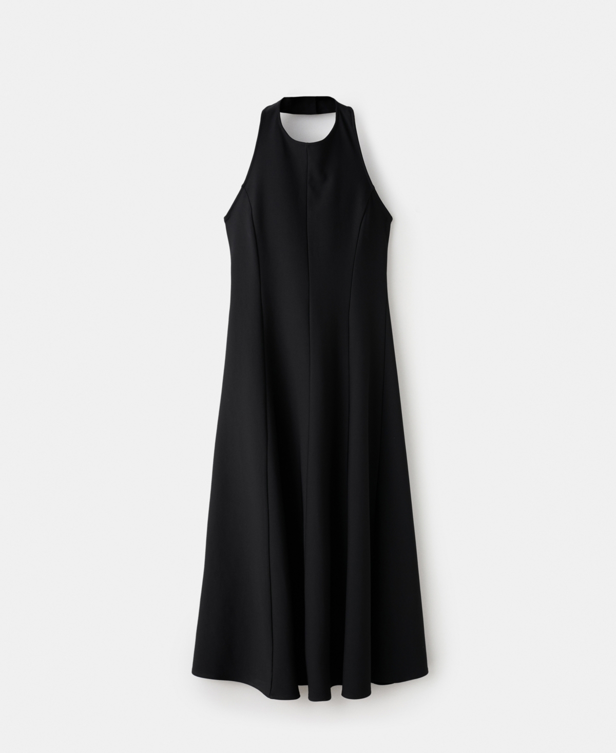 Women's Halter-Neck Pleated Dress - Black