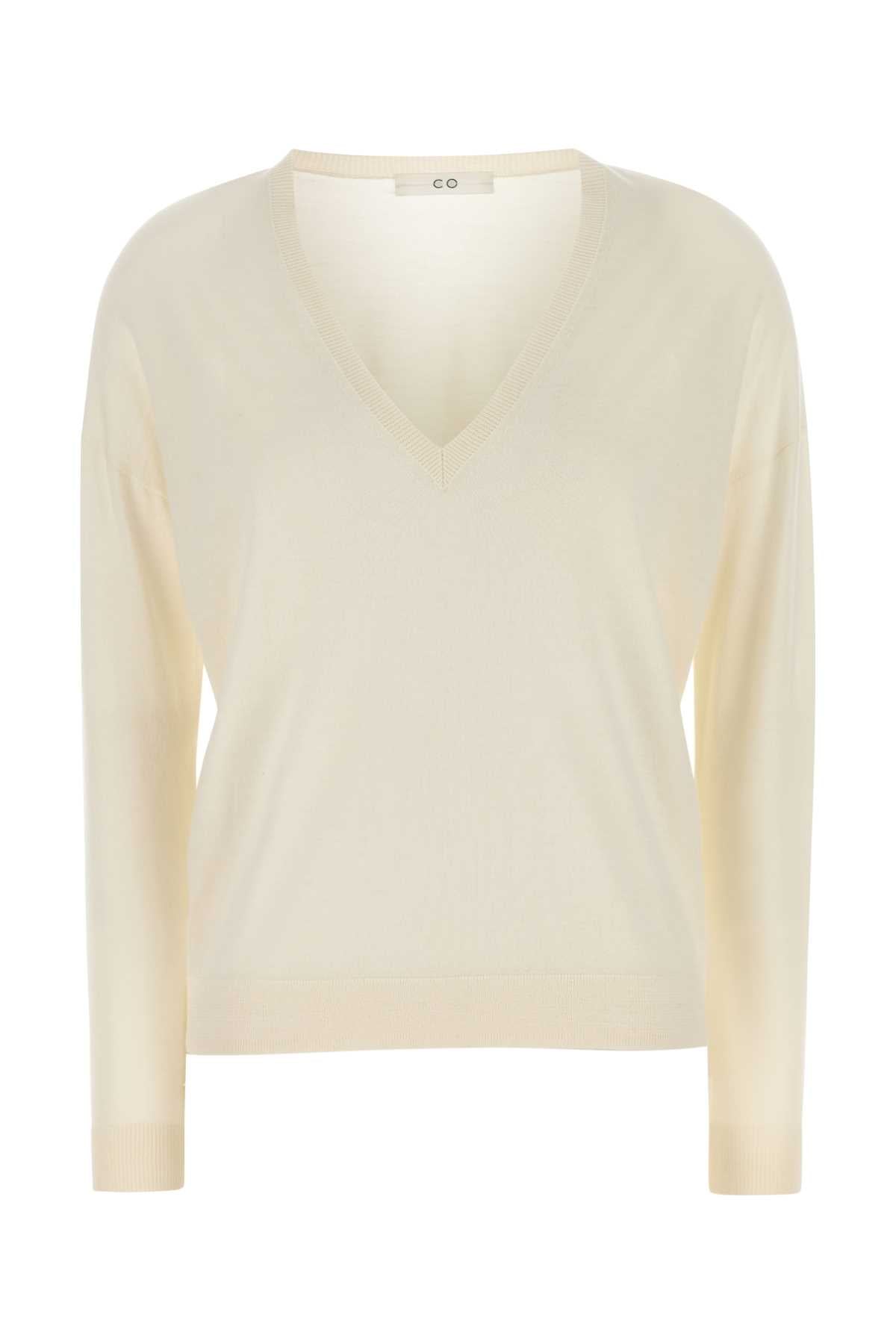 Cashmere V-Neck Sweater — White