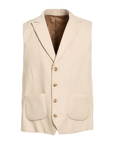 Man Tailored Vest Beige Size 44 Linen
