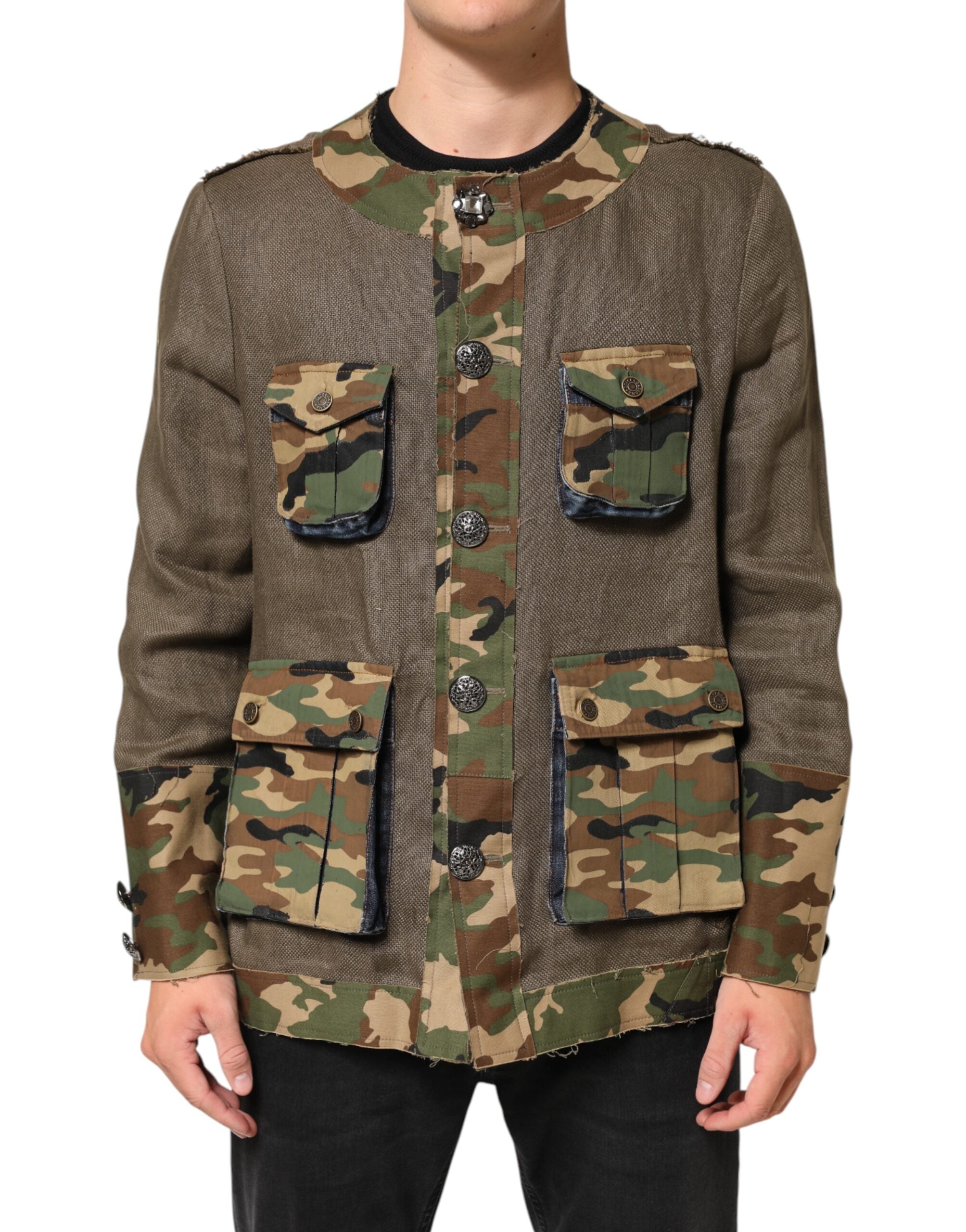 Camouflage Linen Jacket — Brown