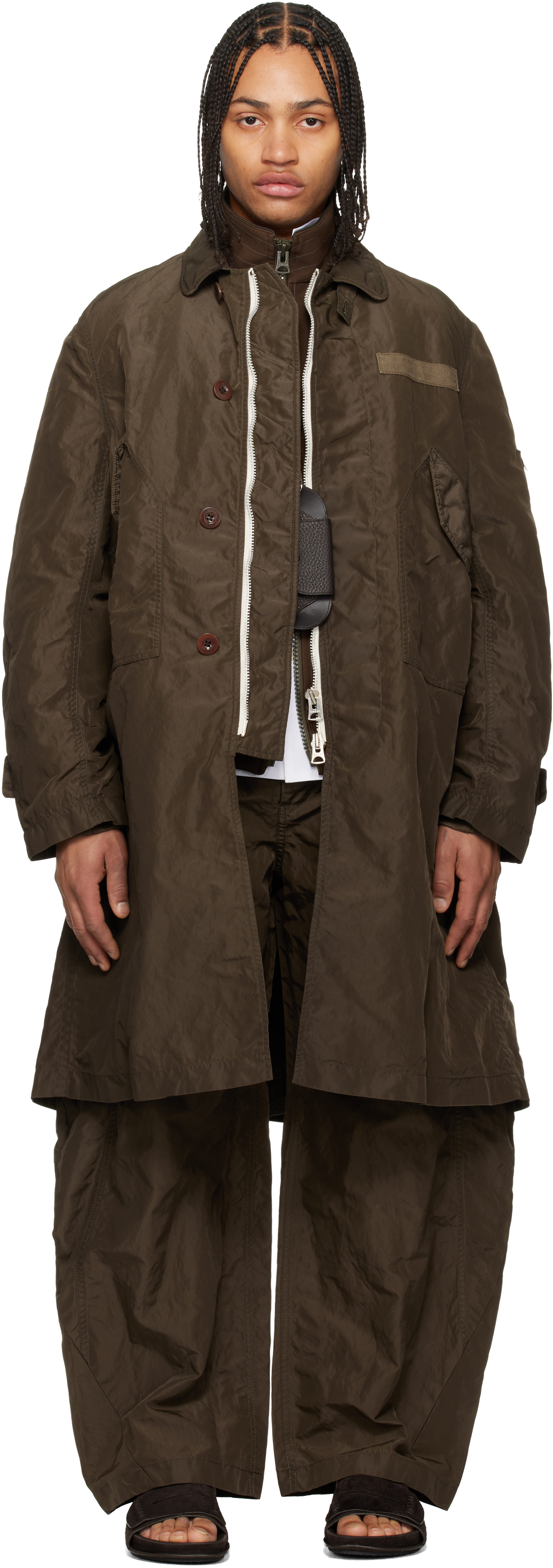 Khaki Treated Nylon Twill Coat