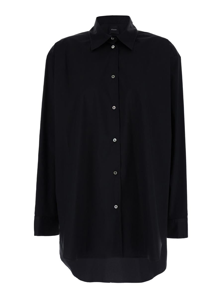 Oversized Black Shirt In Cotton Woman