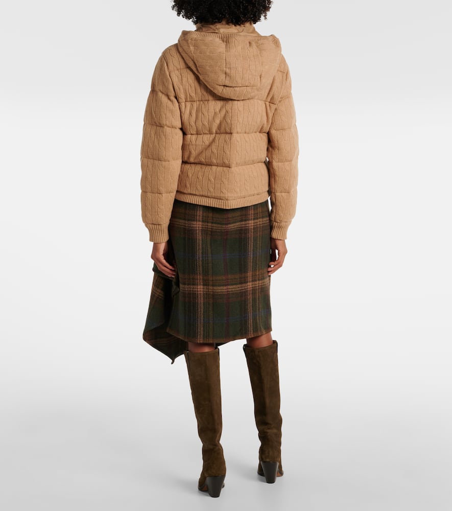 Cable-knit wool and cashmere down jacket