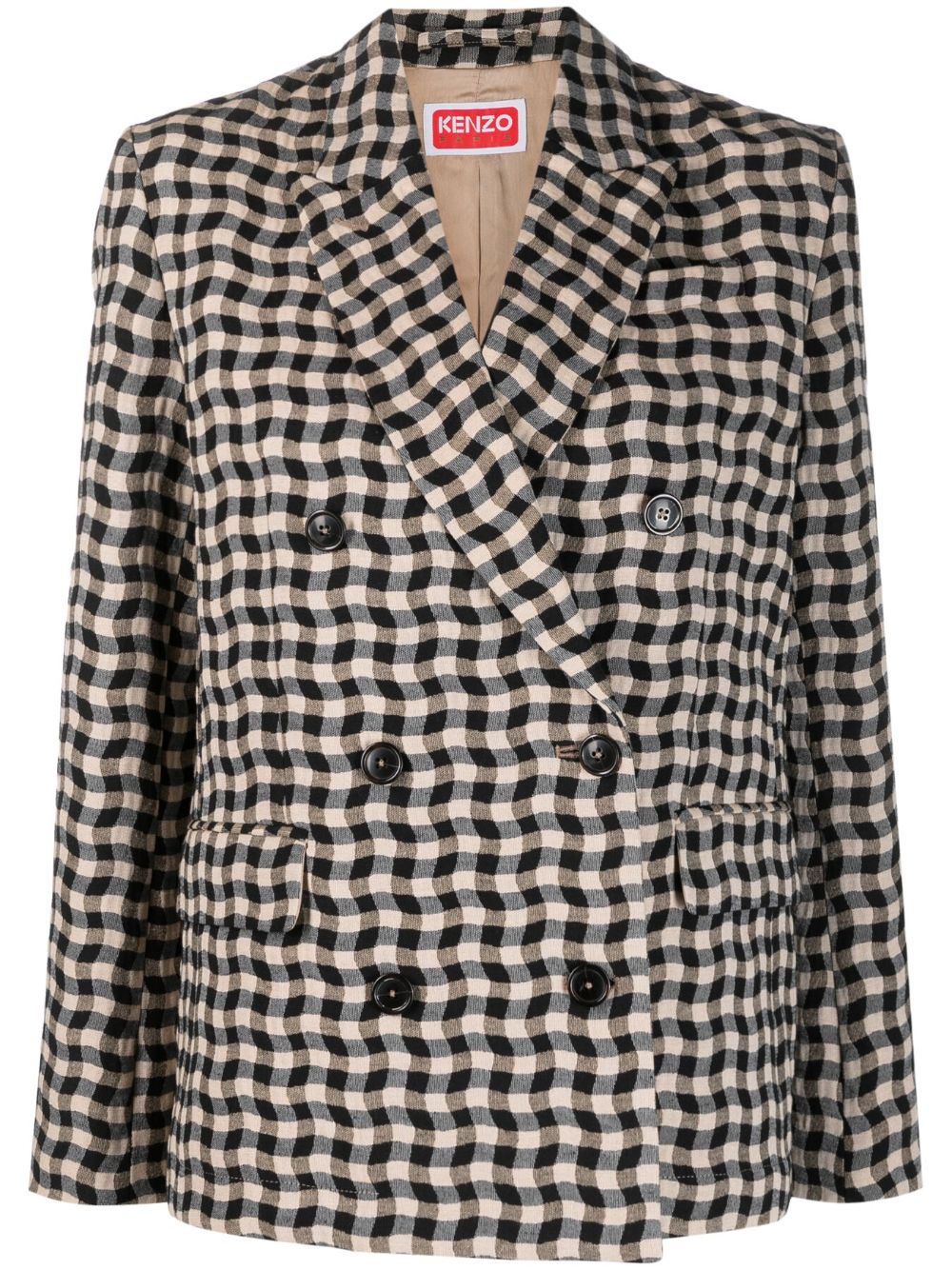 Wavy Check double-breasted blazer - Neutrals