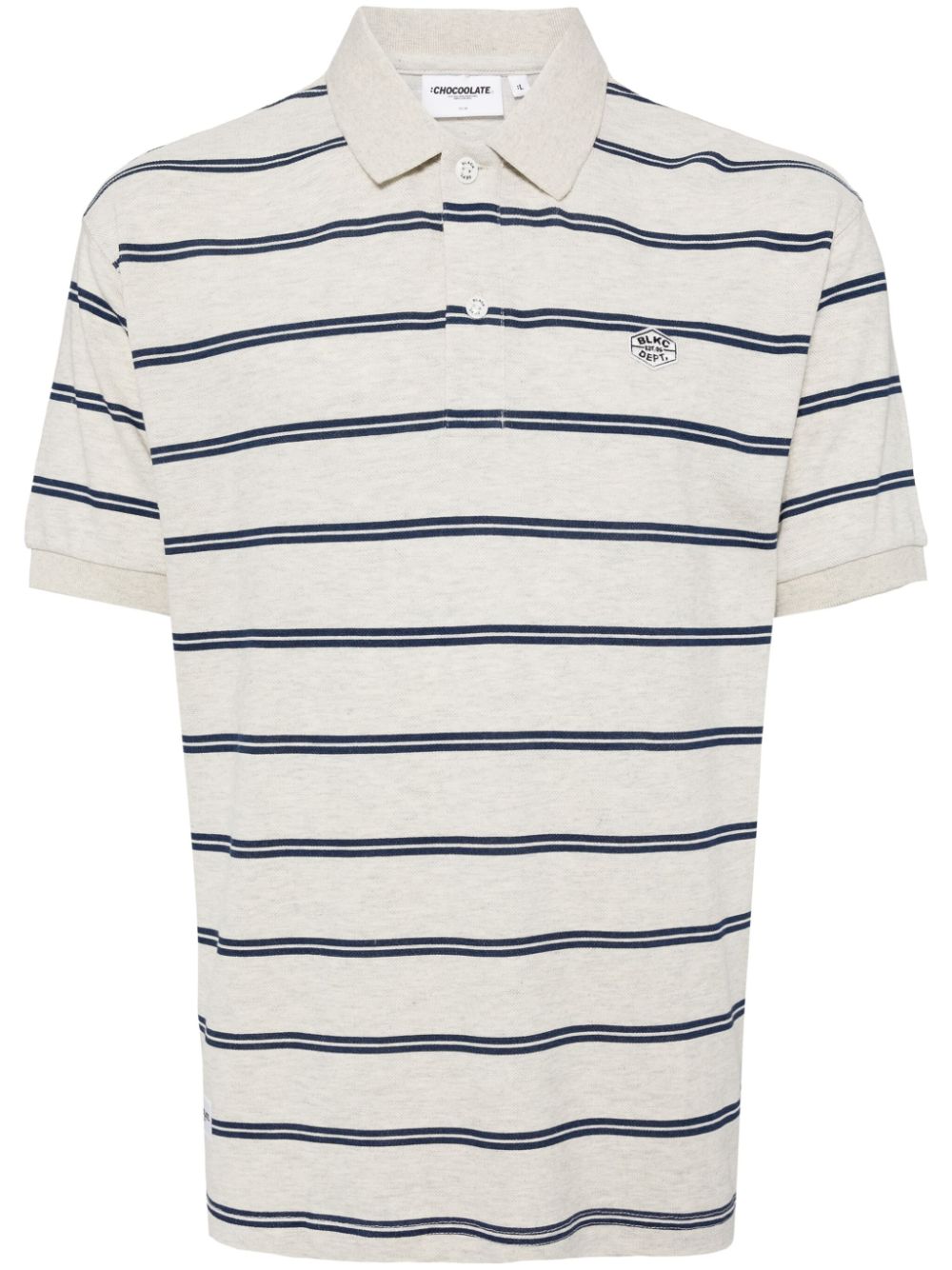 Striped cotton polo shirt - Grey