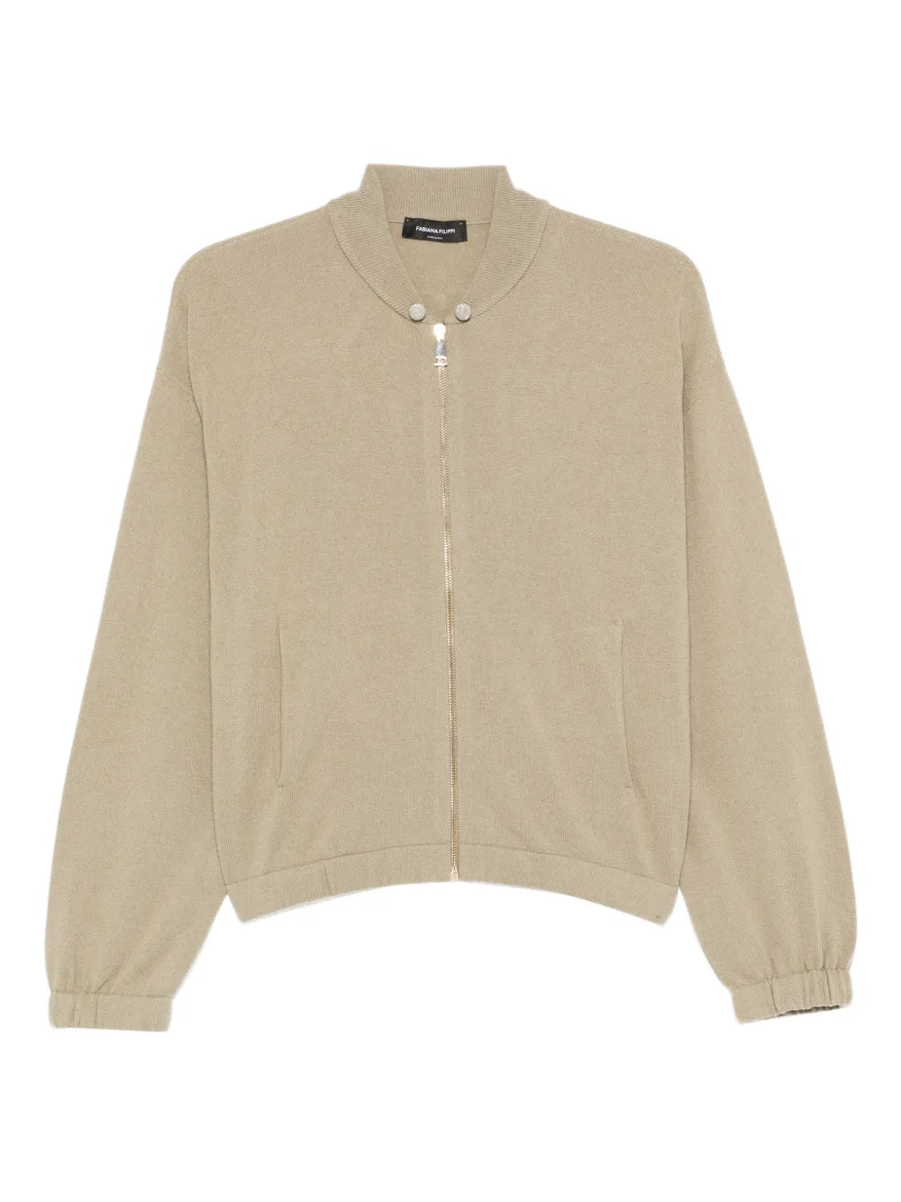 Zip-Fastening Cardigan — Beige