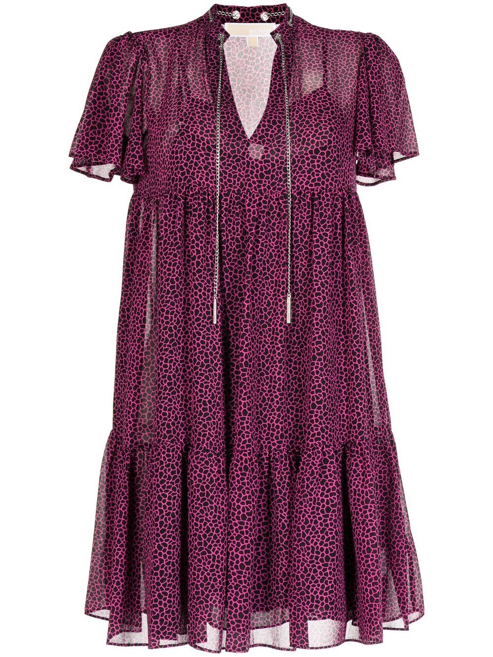 Giraffe-print ruffle-hem dress - Purple
