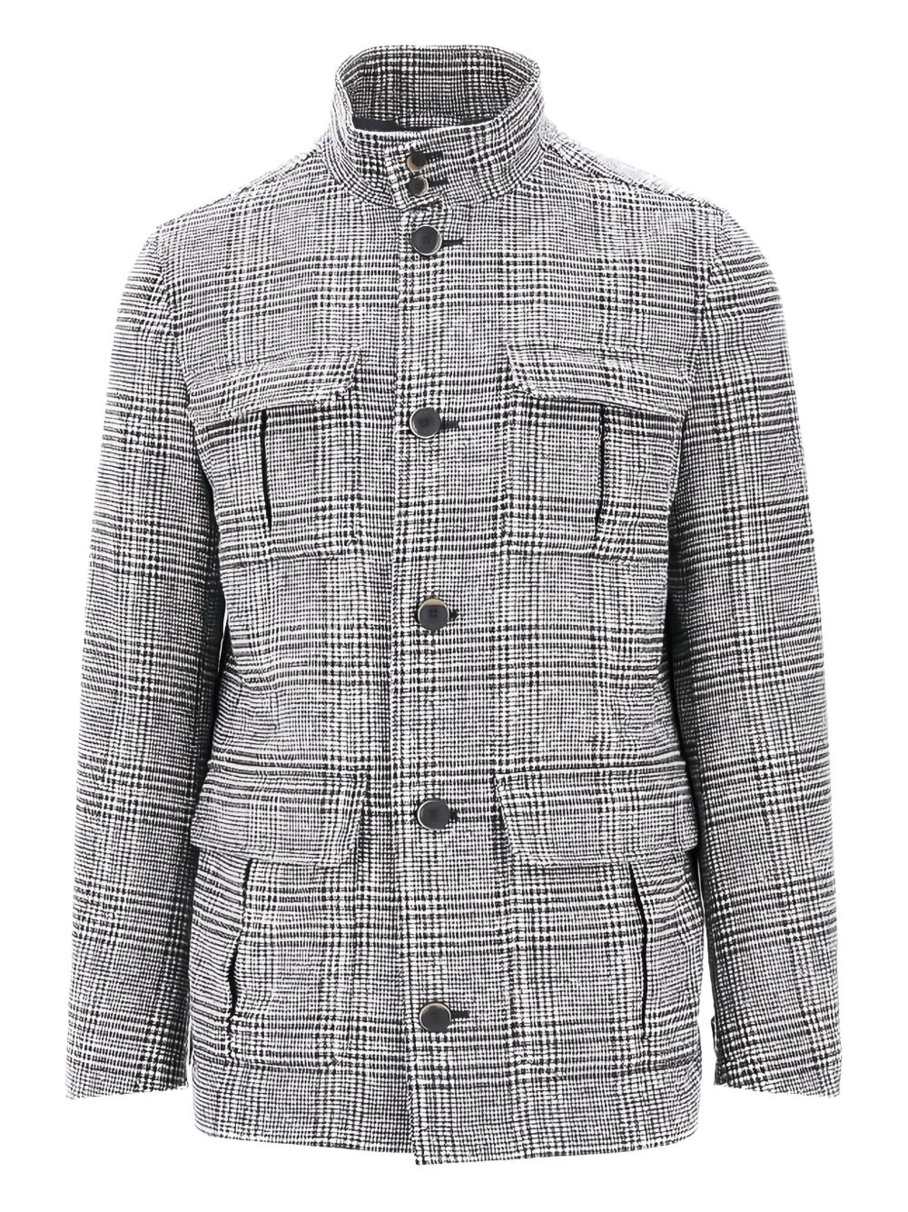Checked single breasted coat - Grey