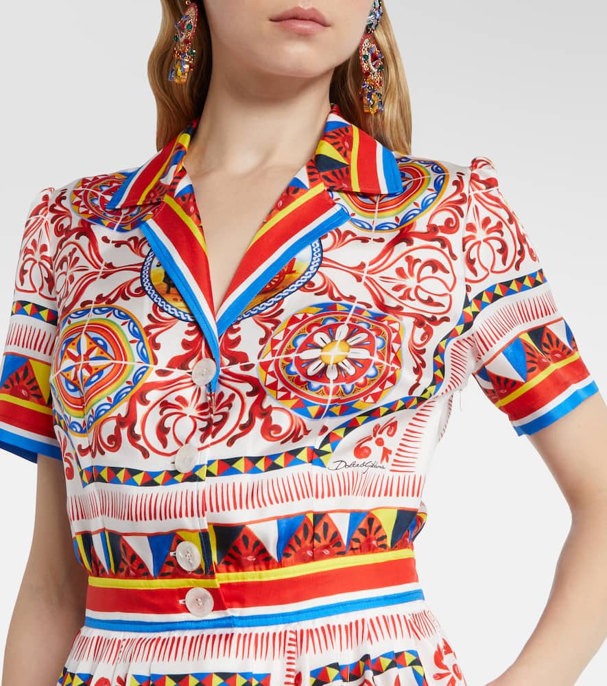 Printed silk midi dress