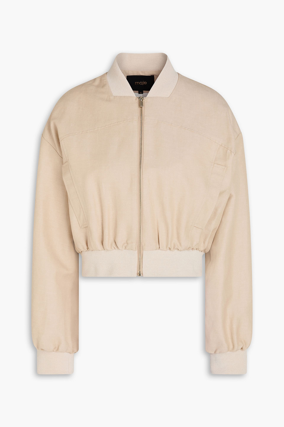 Maje - Linen and cotton-blend bomber jacket - Neutral - FR 42