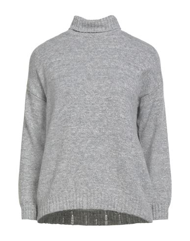 Woman Turtleneck Grey Size 6 Wool, Silk