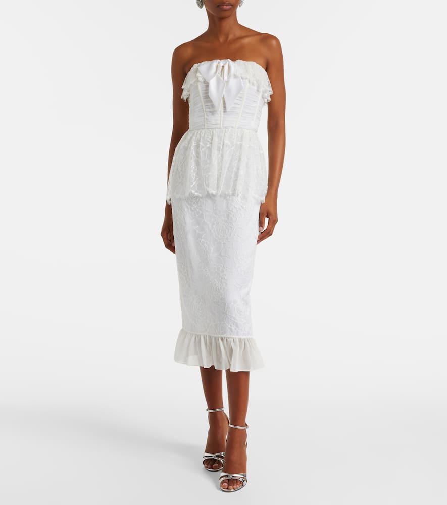 Lace and silk georgette bustier dress