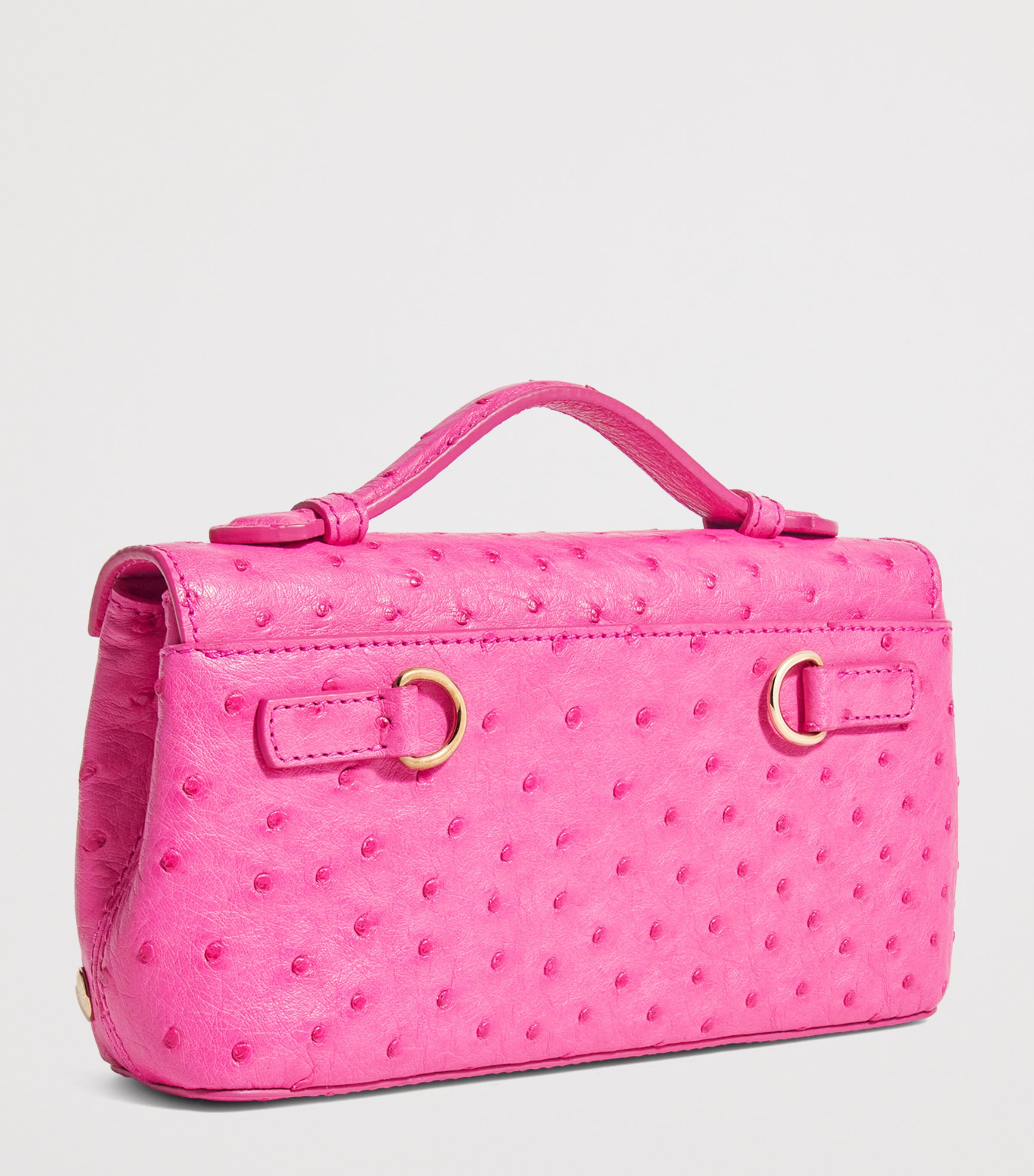 Analeena Ostrich Leather Top-Handle Bag