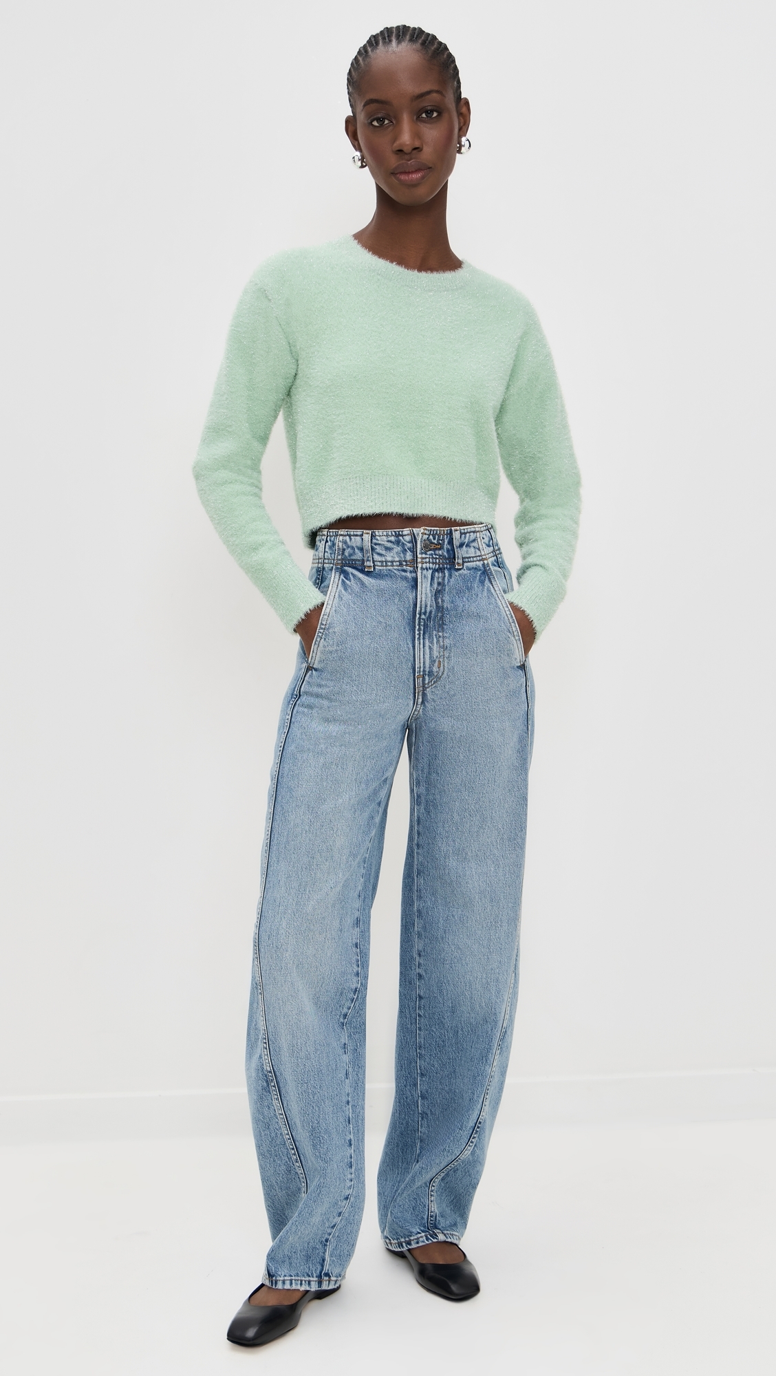 Tinsel Cropped Sweater Mint