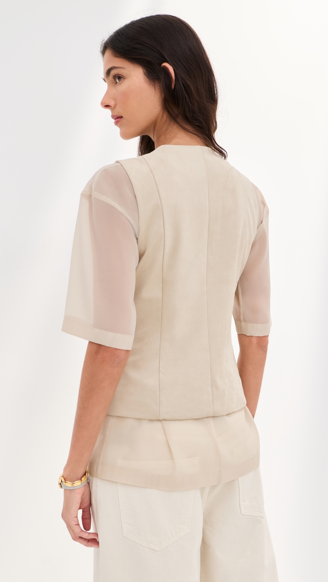 Lottie Faux Suede Vest Feather Grey