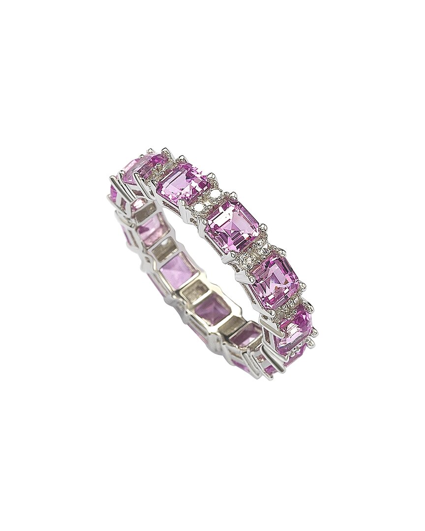 Silver 0.02 Ct. Tw. Diamond & Sapphire Eternity Ring