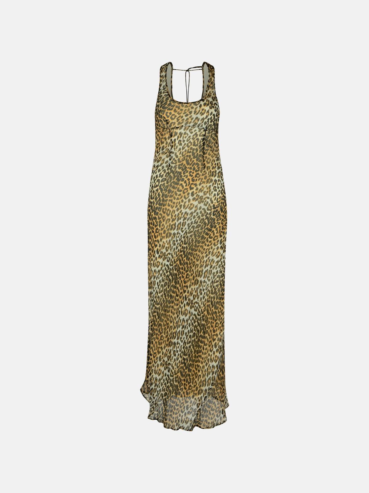 Leopard Print Viscose Long Dress