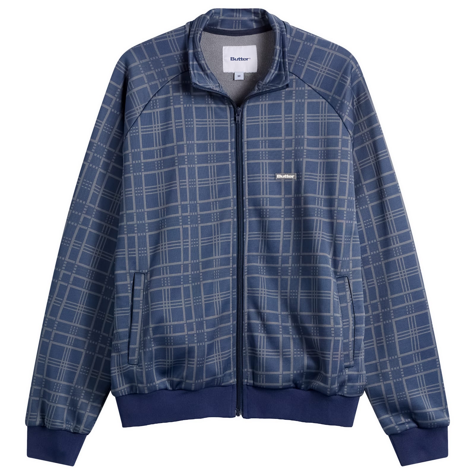 Men's Tricot Track Jacket in Navy Plaid