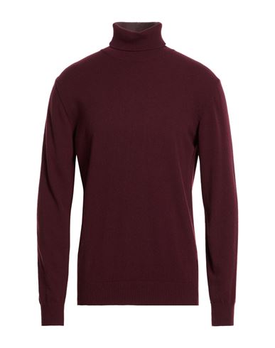 Man Turtleneck Burgundy Size XXL Merino Wool, Cashmere